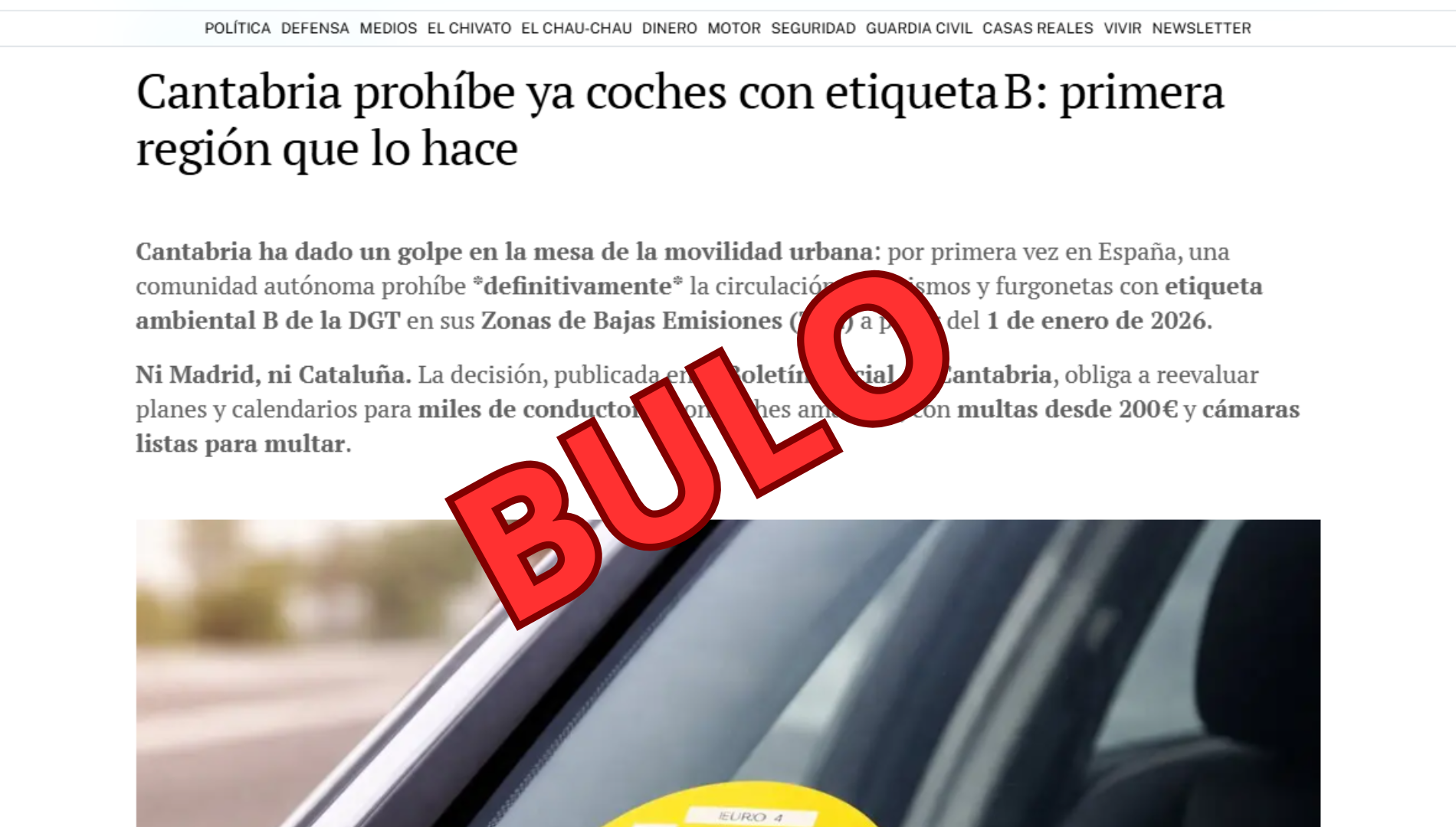 Desmintiendo bulos: Cantabria no ha prohibido la circulación de coches con etiqueta B, pero aquí sí