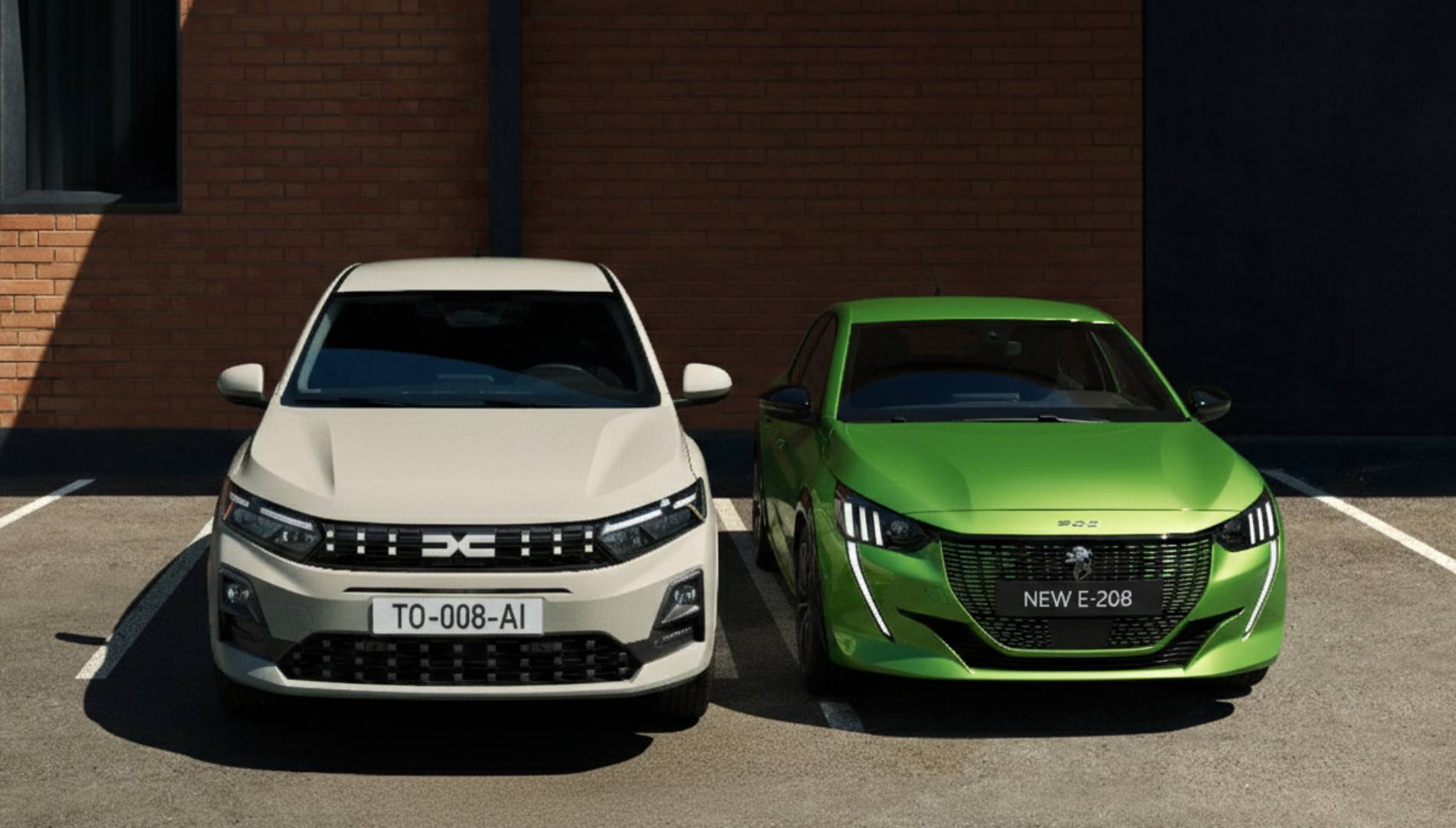 Peugeot 208, líder en ventas, desafía al Dacia Sandero ¿podrá acabar con su reinado? Los comparamos. Imagen generada por IA