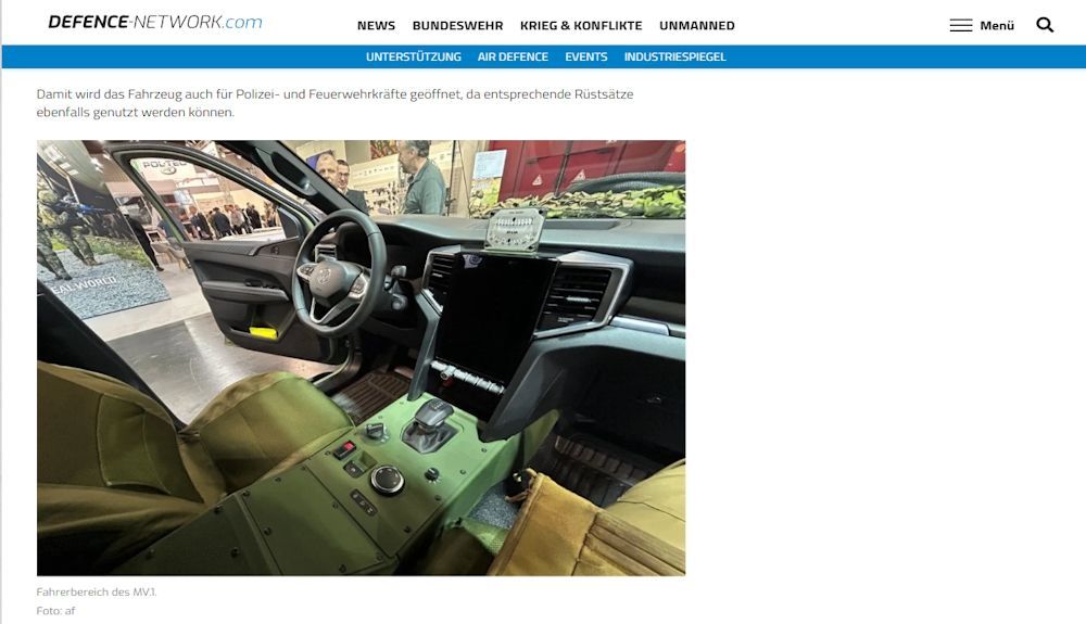 Captura de pantalla de la web CMP Defence Network, donde hay fotos de los nuevos vehículos militares de VW