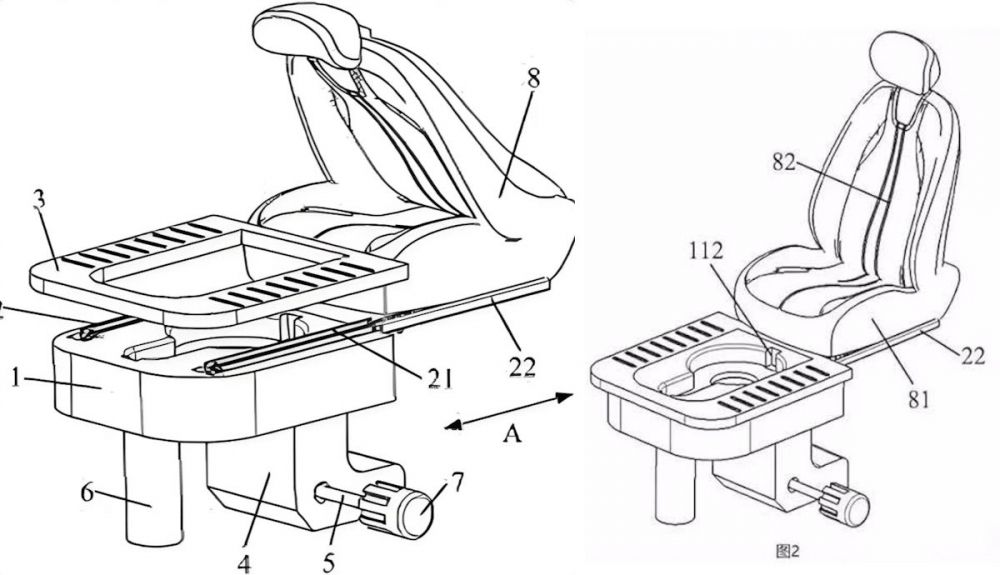 Patente de Seres para instalar en coches un inodoro oculto bajo el asiento