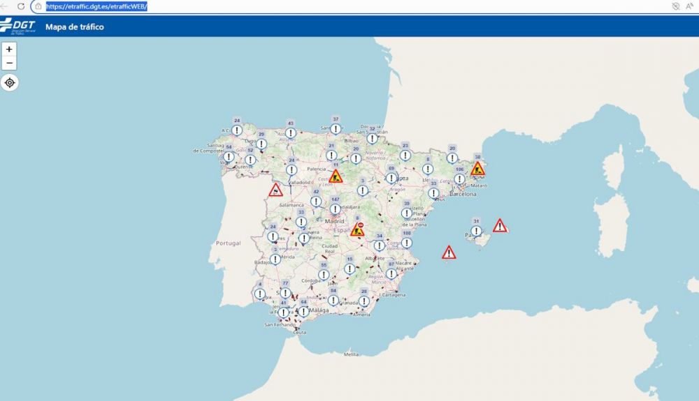 Mapa de la DGT con todas las restricciones de circulación en tiempo real
