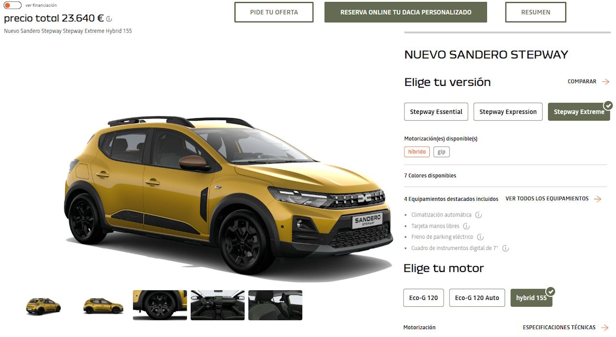 Dacia Sandero Stepway Hybrid 155, el utilitario híbrido más recomendable, lo configuramos