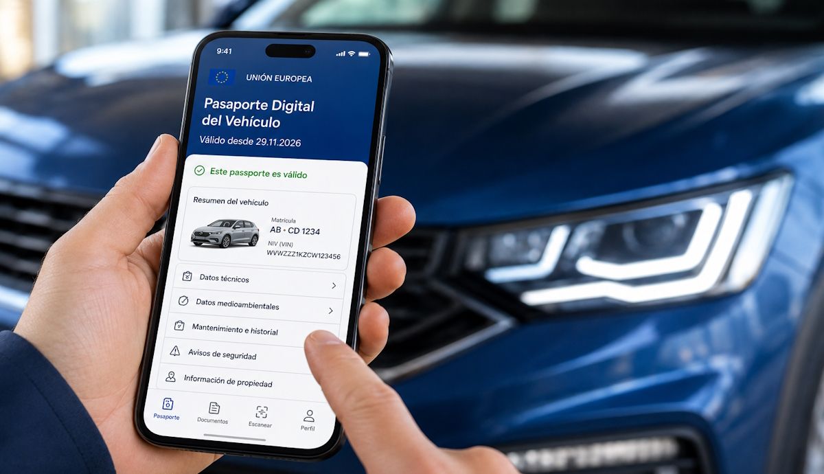 Nuevo pasaporte de los coches, así te afectará la nueva regla de la UE, en vigor desde noviembre. Foto generada por IA