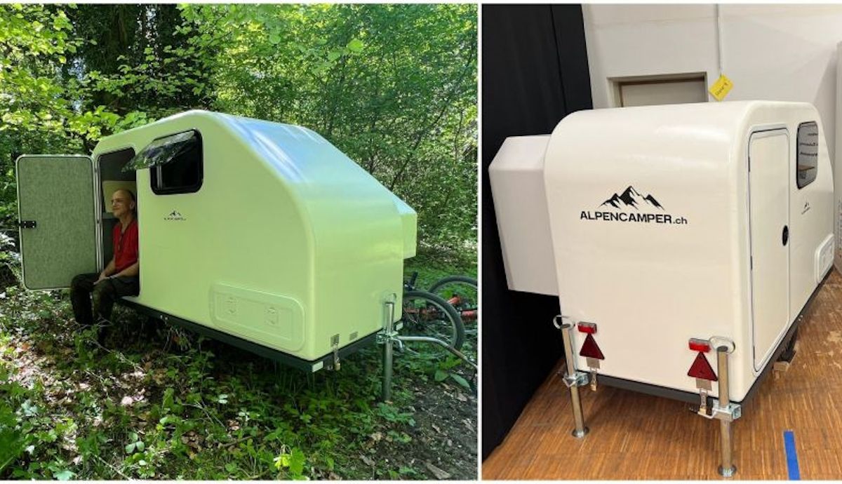 Llega la minicaravana para cicloturistas, diseñada para ser remolcada por una bici