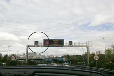 Radar situado en la M-30 a la altura de O'Donnell.