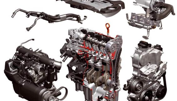 Componentes del motor, compresor y turbo.
