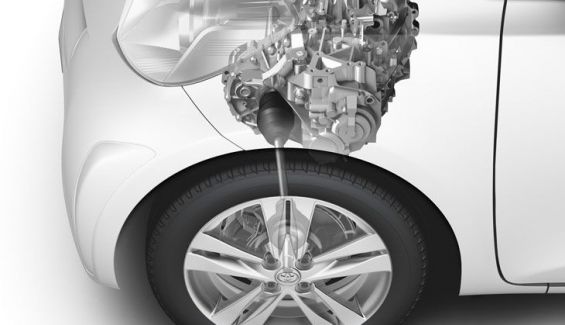 El diferencial están situado en el Toyota iQ por delante del motor para ganar espacio. El diferencial están situado en el Toyota iQ por delante del motor para ganar espacio.