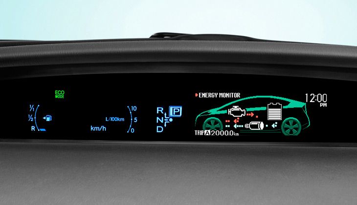 La información del sistema híbrido del nuevo Toyota Prius ya no aparece en el navegador. Ahora se ve en la instrumentación.