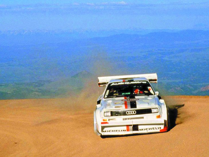 El Audi quattro en la prueba americana de Pikes Peak.