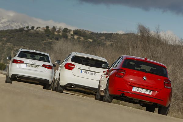 Comparativa: Audi A3 Sportback 2.0 TDi vs BMW 118d y Mercedes A 200 CDI BE