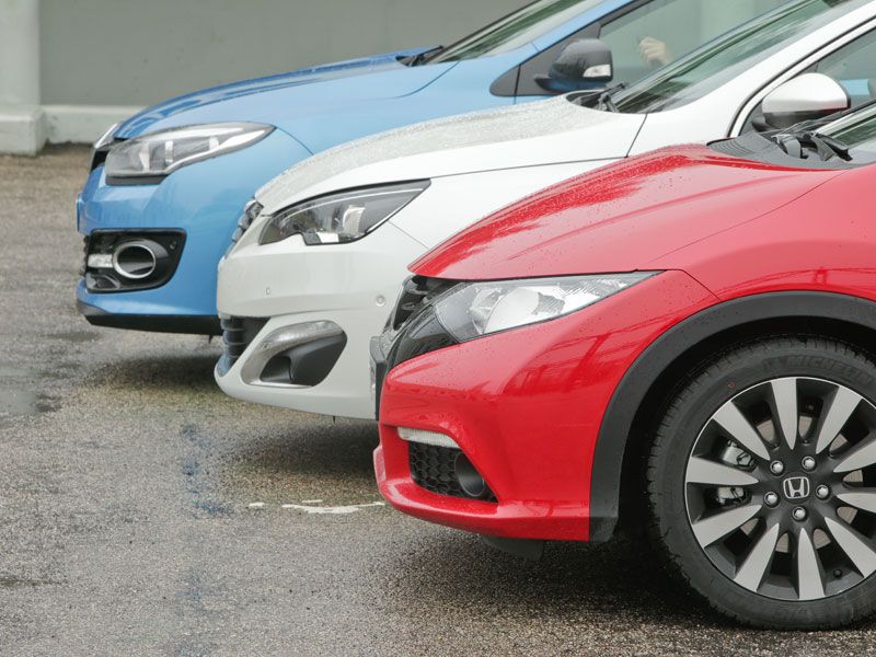 Honda Civic 1.6 I-DTEC vs Peugeot 308 1.6 e-HDI y Renault Mégane 1.6 DCI