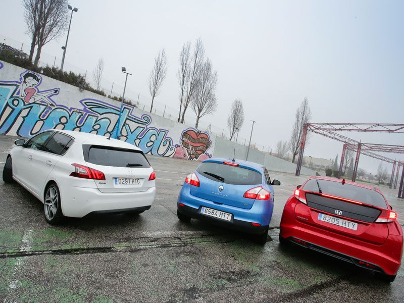 Honda Civic 1.6 I-DTEC vs Peugeot 308 1.6 e-HDI y Renault Mégane 1.6 DCI