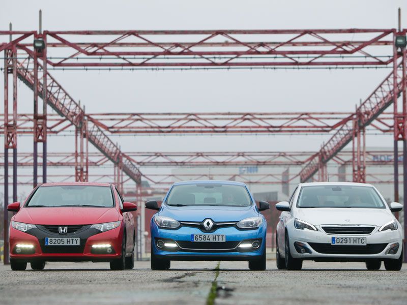 Honda Civic 1.6 I-DTEC vs Peugeot 308 1.6 e-HDI y Renault Mégane 1.6 DCI