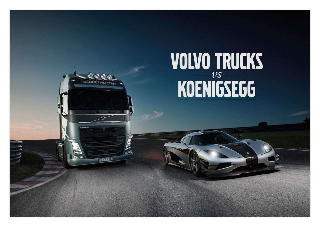 Una carrera única: camión Volvo FH vs Koenigsegg One:1