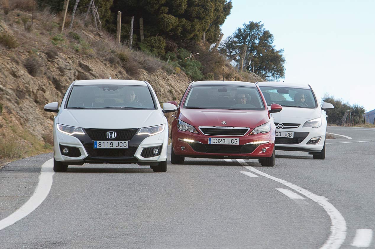 Comparativa: Honda Civic 1.6 i-DTEC vs Opel Astra 1.6 CDTi y Peugeot 308 1.6 BlueHDI