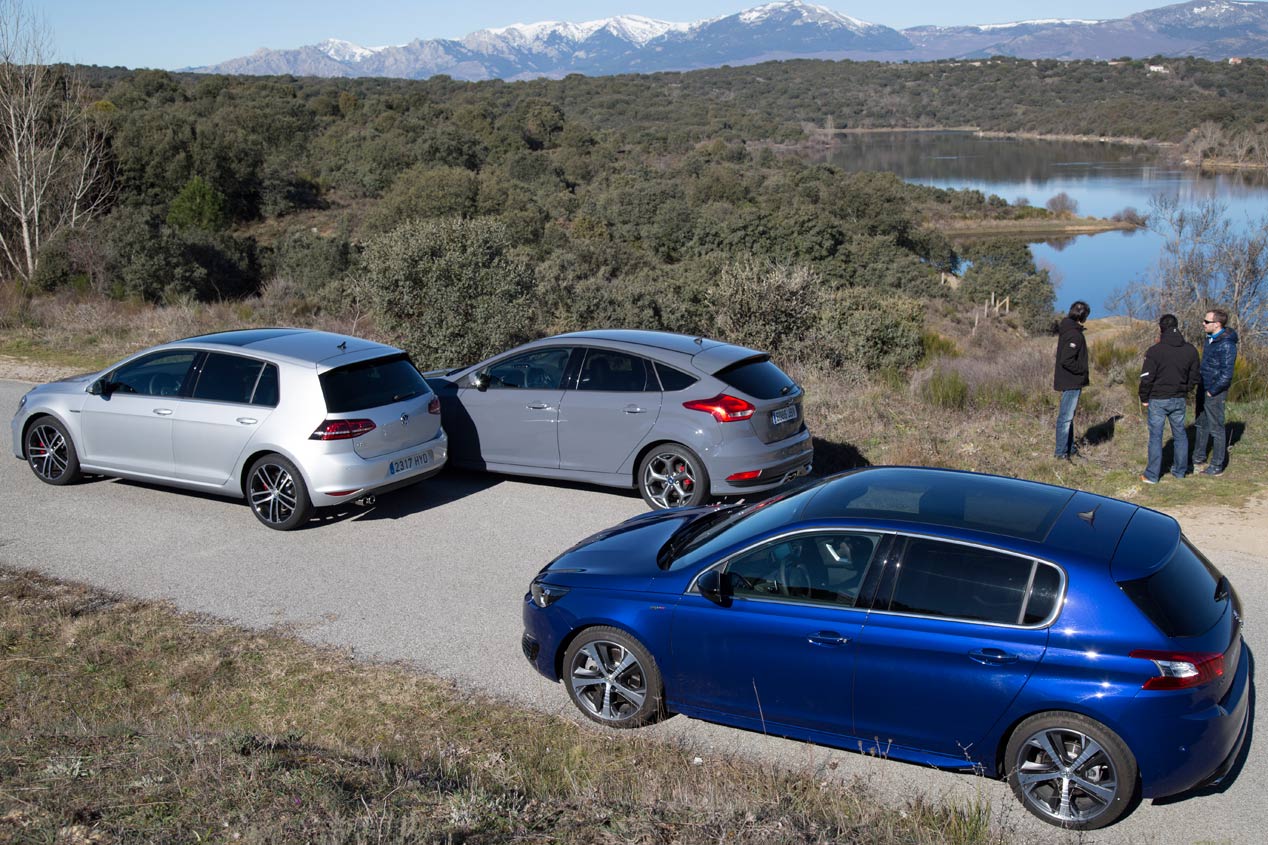 Comparativa: Ford Focus ST 2.0 TDCi vs Peugeot 308 GT BlueHDi 180 y Volkswagen Golf GTD