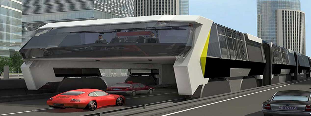 El autobús que pasa por encima de los coches, en imágenes