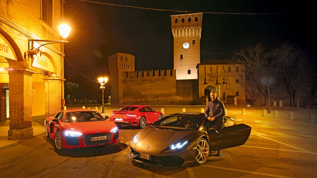 Porsche 911 Turbo S, Lamborghini Huracan V10 y Audi R8 V10 Plus