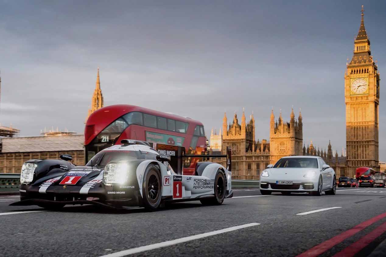El Porsche Panamera 4 E-Hybrid y el 919 Hybrid por las calles de Londres