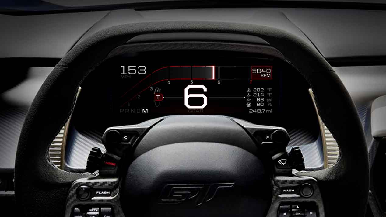 El panel de instrumentos del nuevo Ford GT, un trozo de futuro en el salpicadero