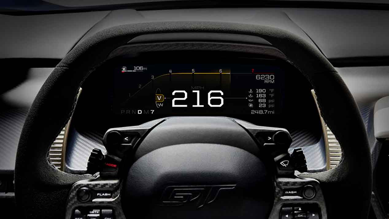 El panel de instrumentos del nuevo Ford GT, un trozo de futuro en el salpicadero