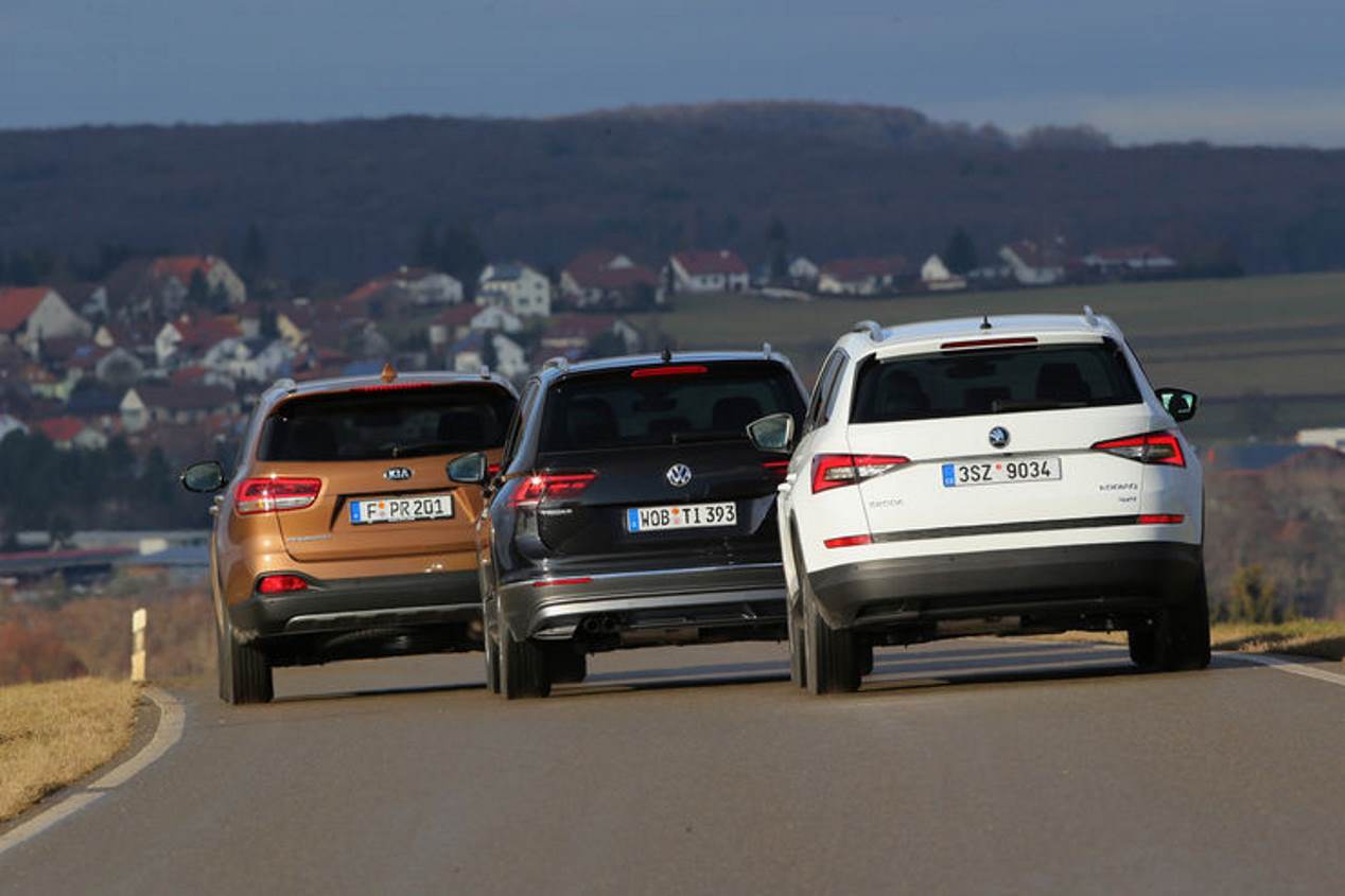 Skoda Kodiaq 2.0 TDi vs VW Tiguan 2.0 TDI vs Kia Sorento 2.2 CRDi