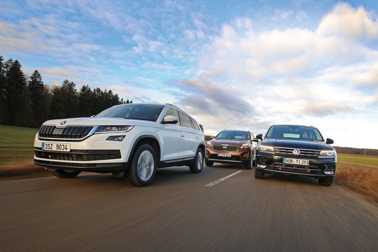 Skoda Kodiaq 2.0 TDi vs VW Tiguan 2.0 TDI vs Kia Sorento 2.2 CRDi
