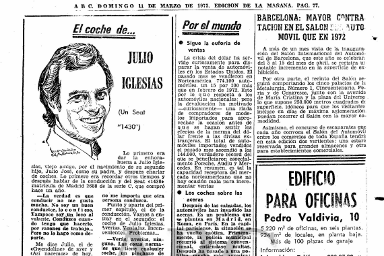 Subastan uno de los primeros coches de Julio Iglesias