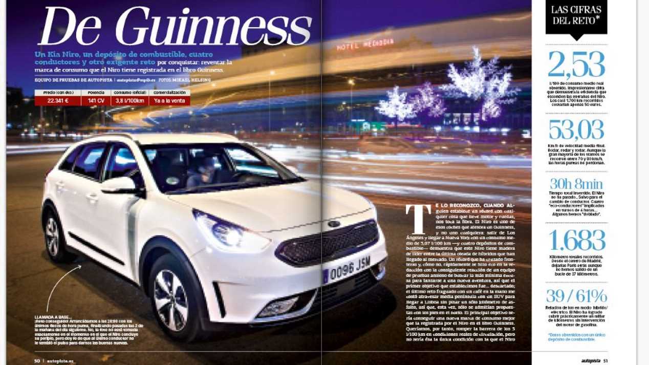 AUTOPISTA supera el récord Guinness de consumo con un Kia Niro