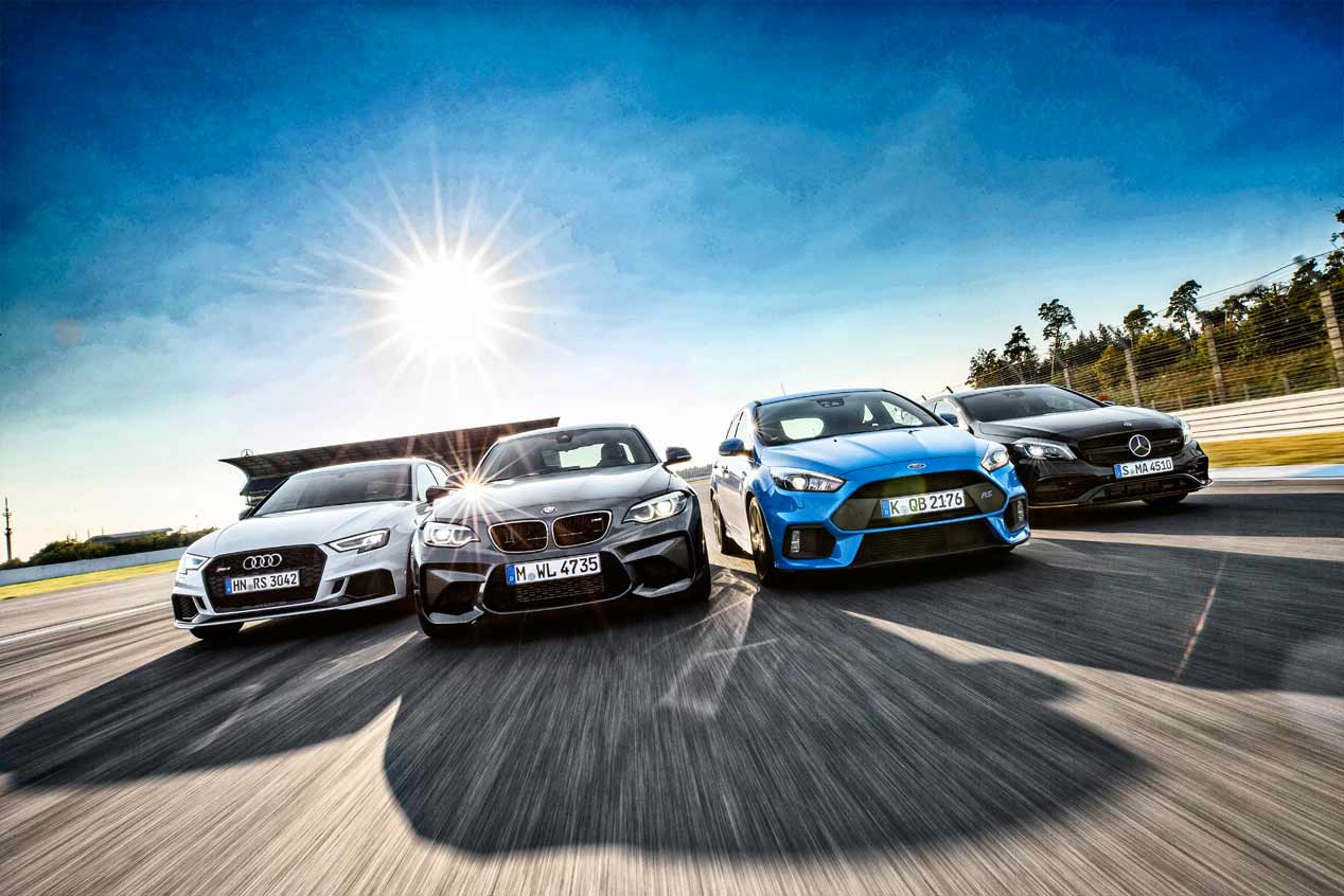 Comparativa Audi RS 3, BMW M2, Ford Focus RS y Mercedes-AMG A 45