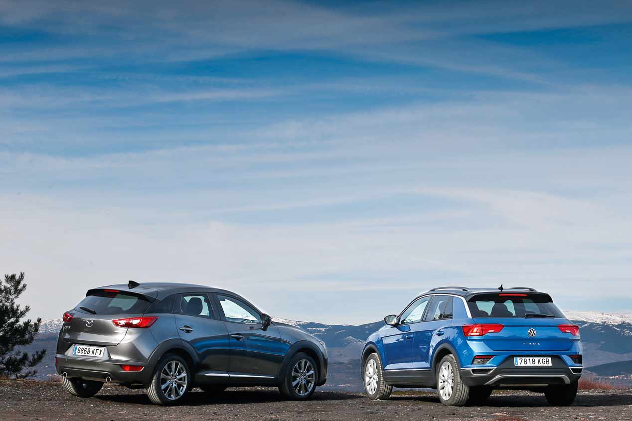A prueba el VW T-Roc y el Mazda CX-3