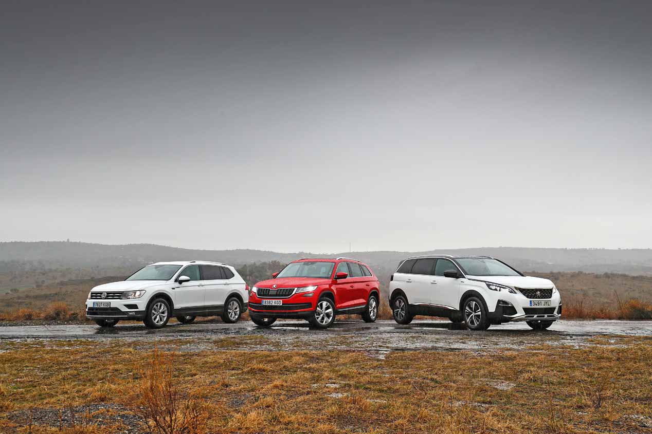 Comparativa SUV de 7 plazas: Peugeot 5008, Skoda Kodiaq y VW Tiguan Allspace