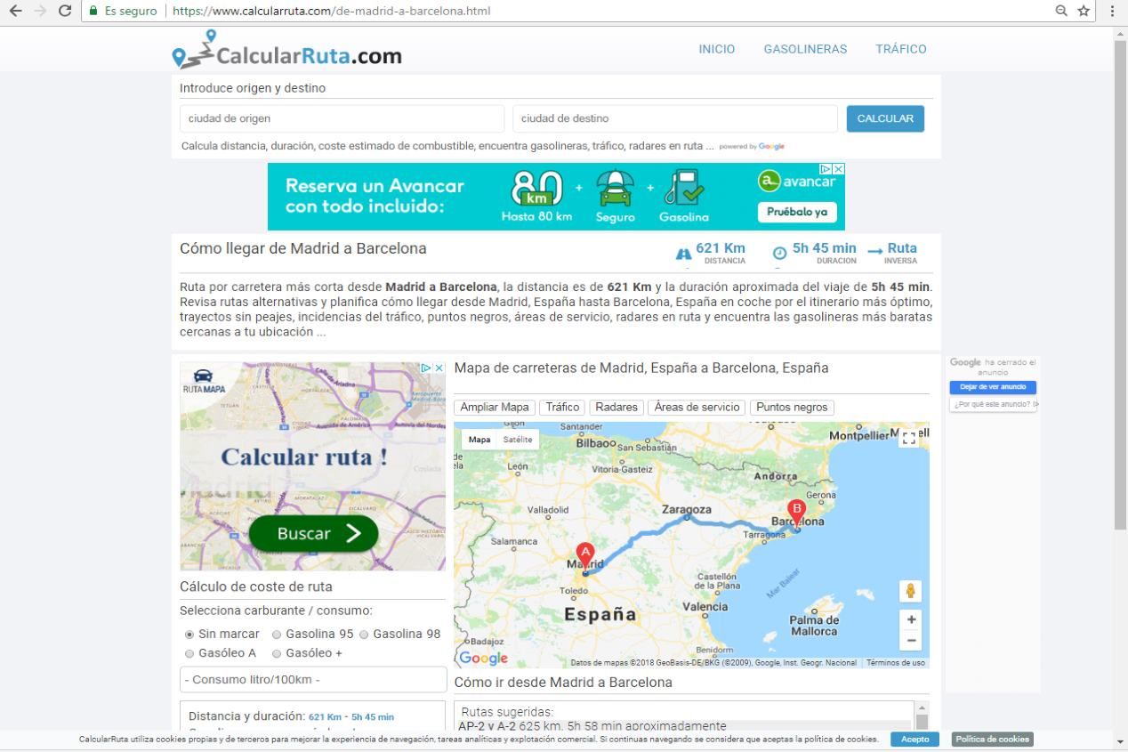 Calcula la ruta y el itinerario de tus viajes