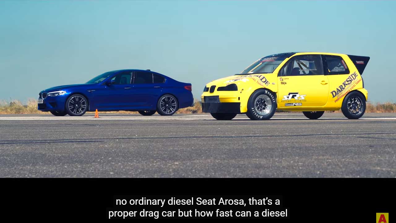 Duelo de aceleración entre un BMW M5 y un Seat Arosa: Vídeo