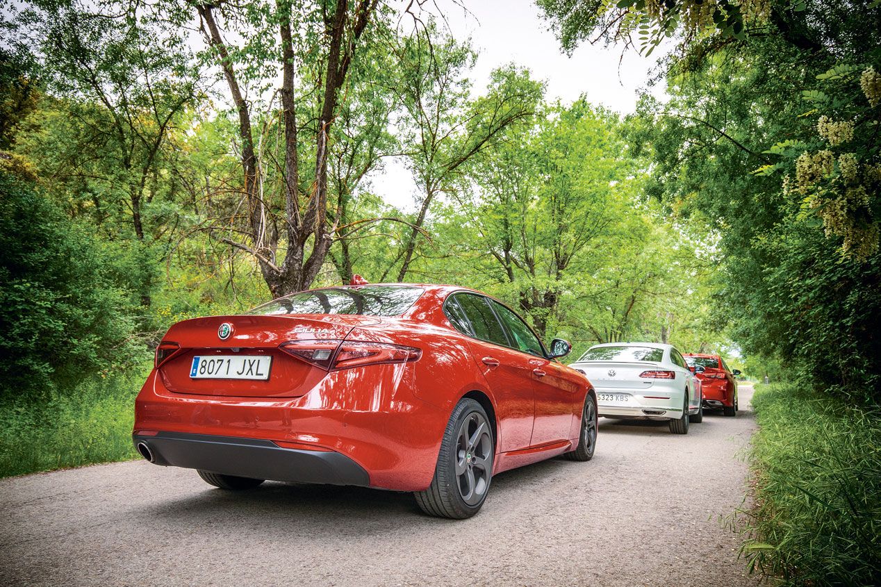 A prueba el Alfa Romeo Giulia, el Opel Insginia y el VW Arteon