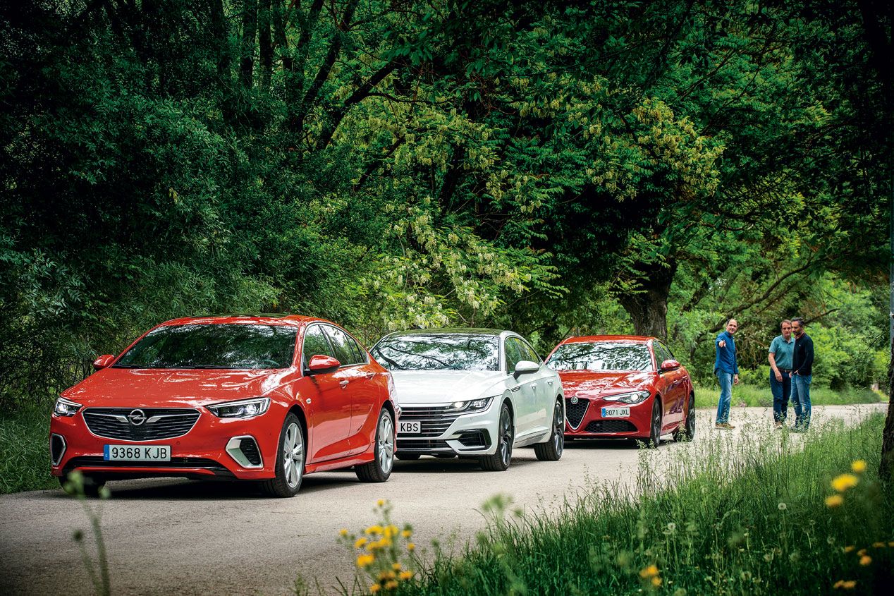 A prueba el Alfa Romeo Giulia, el Opel Insginia y el VW Arteon