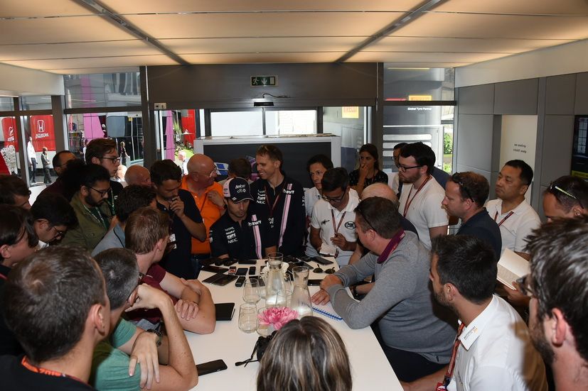 Checo Pérez en la rueda de prensa que dio esta mañana en Spa
