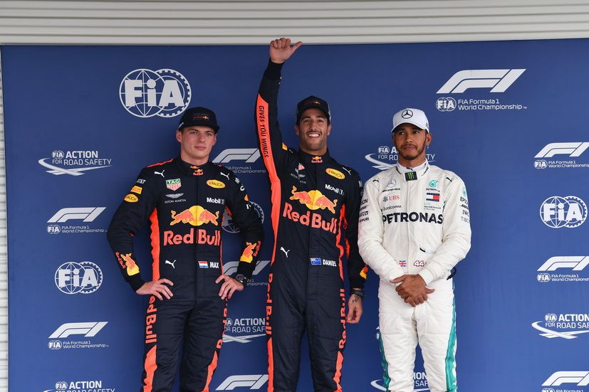 Los tres mejores en la calificación de México: Ricciardo, Verstappen y Hamilton