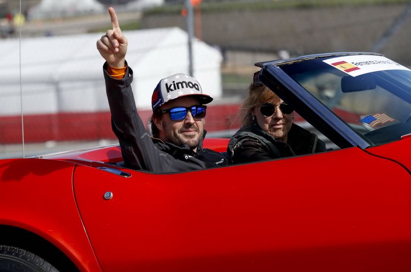 Alonso en el "drivers parade" del pasado GP de USA