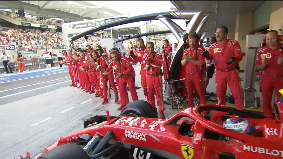 Raikkonen al salir de su garaje
