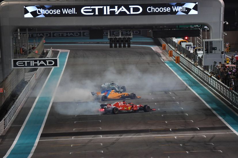 Hamilton, Vettel y Alonso, al finalizar la carrera