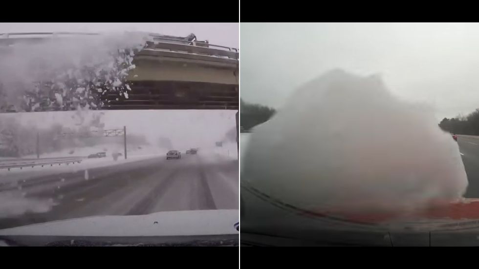 El exceso de nieve puede llegar a romper el parabrisas de tu coche (Vídeos)