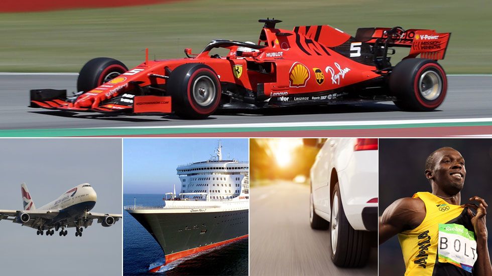 Vettel contra un avión, un barco y Usain Bolt en Montmeló, ¿quién es más veloz?