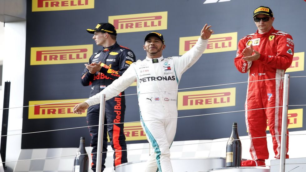 Hamilton en el podio del GP de Francia de 2018
