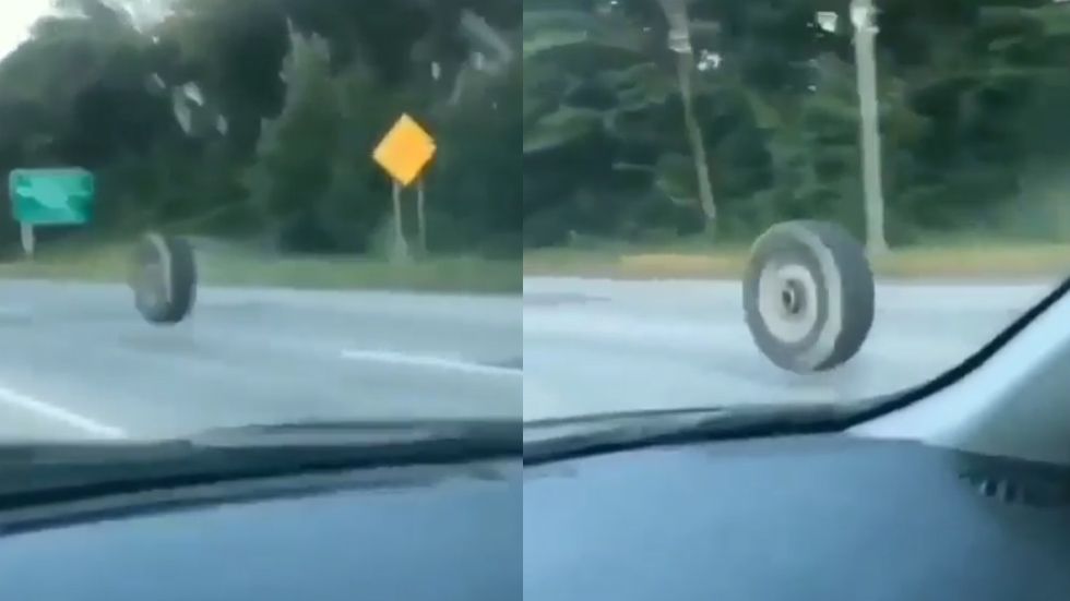 Increíble: una rueda suelta de un camión, a punto de provocar un grave accidente (VÍDEO)