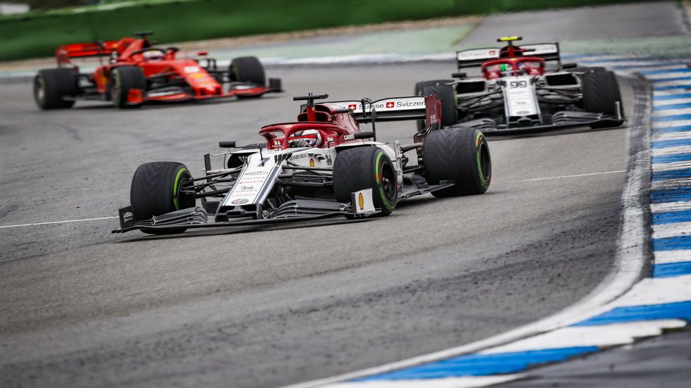 Grosjean por delante de Giovinazzi en la pasada carrera de Alemania