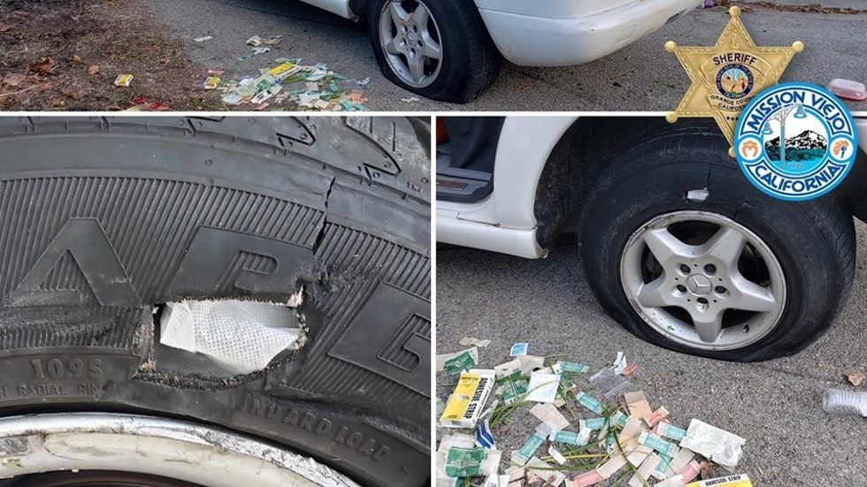 Intenta arreglar un pinchazo con tiritas y acaba detenido por conducir drogado