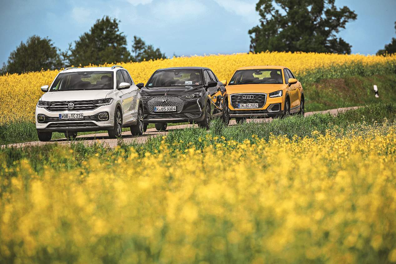 Los Audi Q2, DS 3 Crossback y VW T-Cross, en imágenes