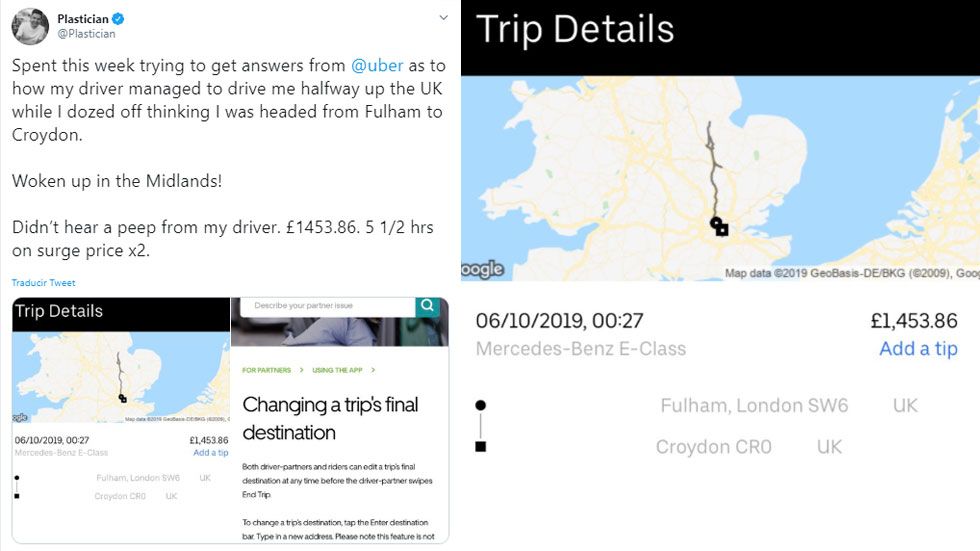 Se duerme en un taxi de Uber, le llevan al otro lado del país… ¡y le cobran más de 1.500 €!