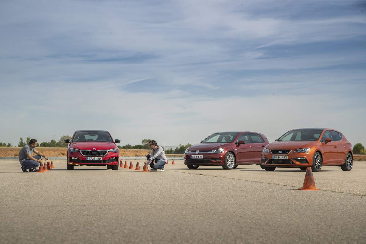 Comparativa de compactos: Seat León, Skoda Scala y VW Golf
